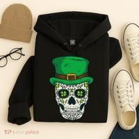 St Patrick's Day Sugar Skull Day Of Dead Saint Patricks Hoodie thumb 4