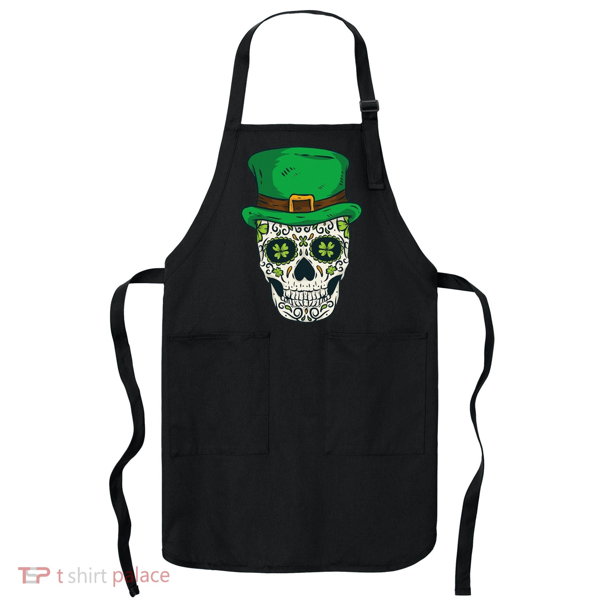 St Patrick's Day Sugar Skull Day Of Dead Saint Patricks Apron