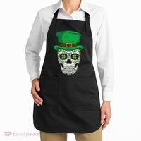 St Patrick's Day Sugar Skull Day Of Dead Saint Patricks Apron thumb 2