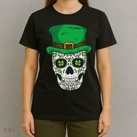 St Patrick's Day Sugar Skull Day Of Dead Saint Patricks T-Shirt thumb 4