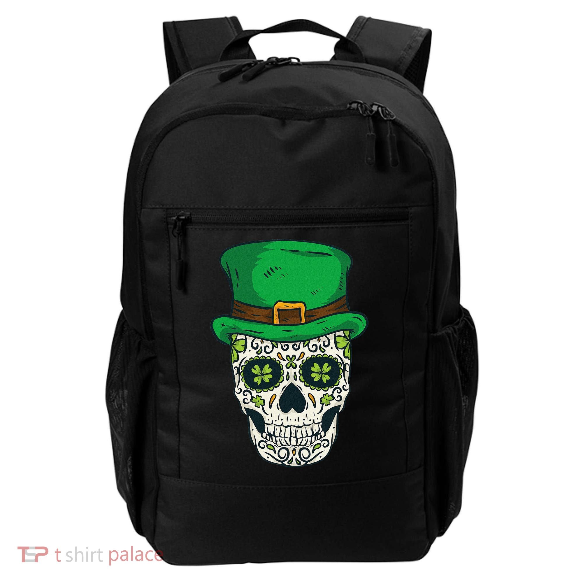 St Patrick's Day Sugar Skull Day Of Dead Saint Patricks Backpack