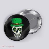 St Patrick's Day Sugar Skull Day Of Dead Saint Patricks Button thumb 0