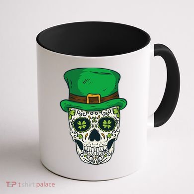 St Patrick's Day Sugar Skull Day Of Dead Saint Patricks Coffee Mug back