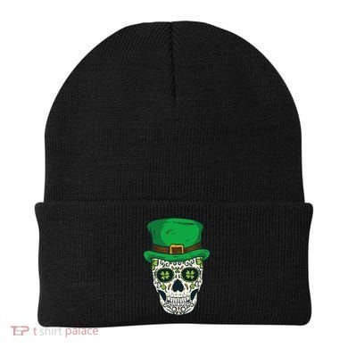 St Patrick's Day Sugar Skull Day Of Dead Saint Patricks Beanie