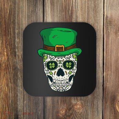 St Patrick's Day Sugar Skull Day Of Dead Saint Patricks Coaster