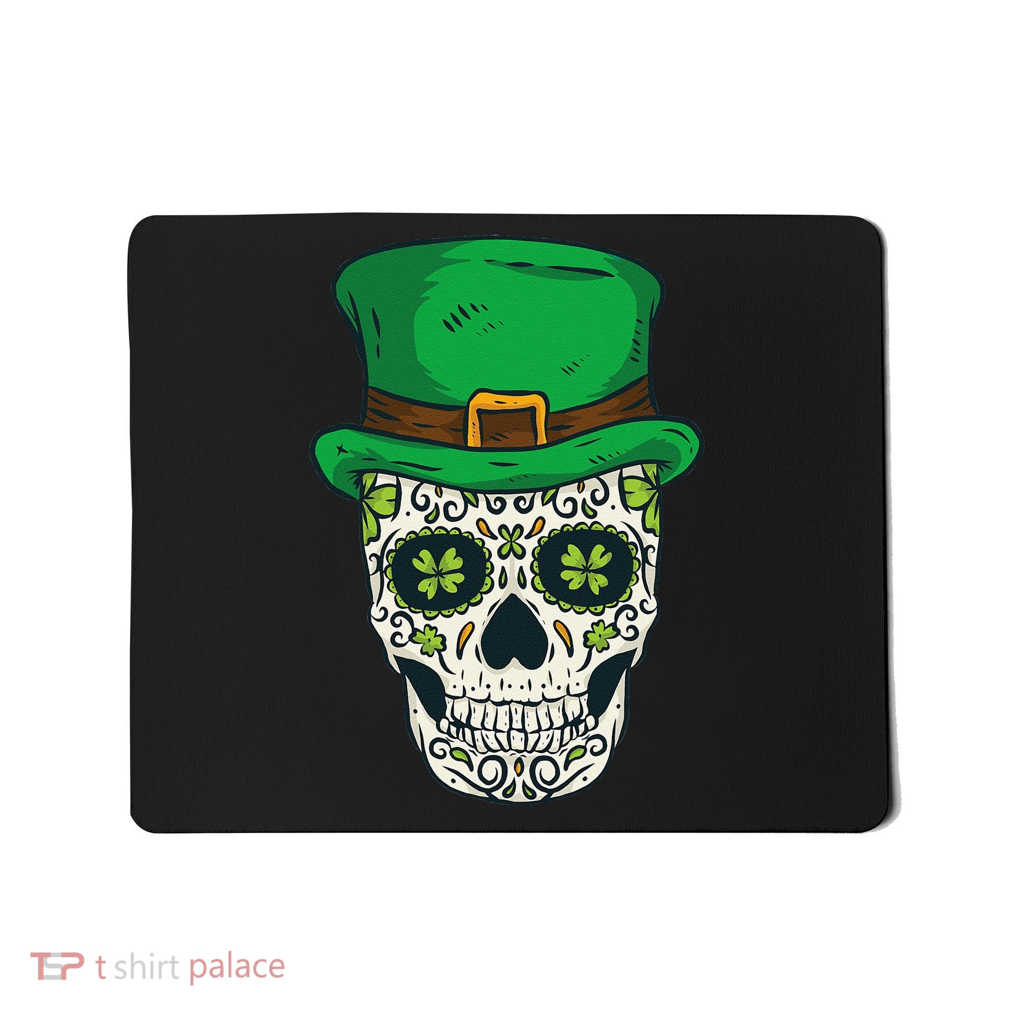 St Patrick's Day Sugar Skull Day Of Dead Saint Patricks Mousepad
