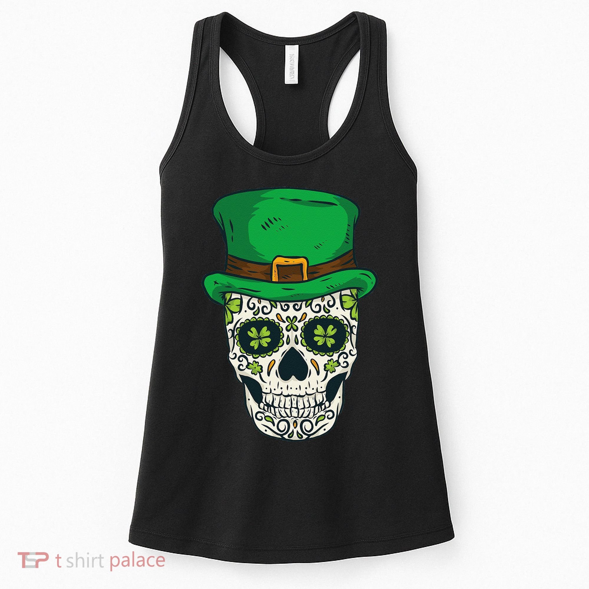 St Patrick's Day Sugar Skull Day Of Dead Saint Patricks Women's Tank Top