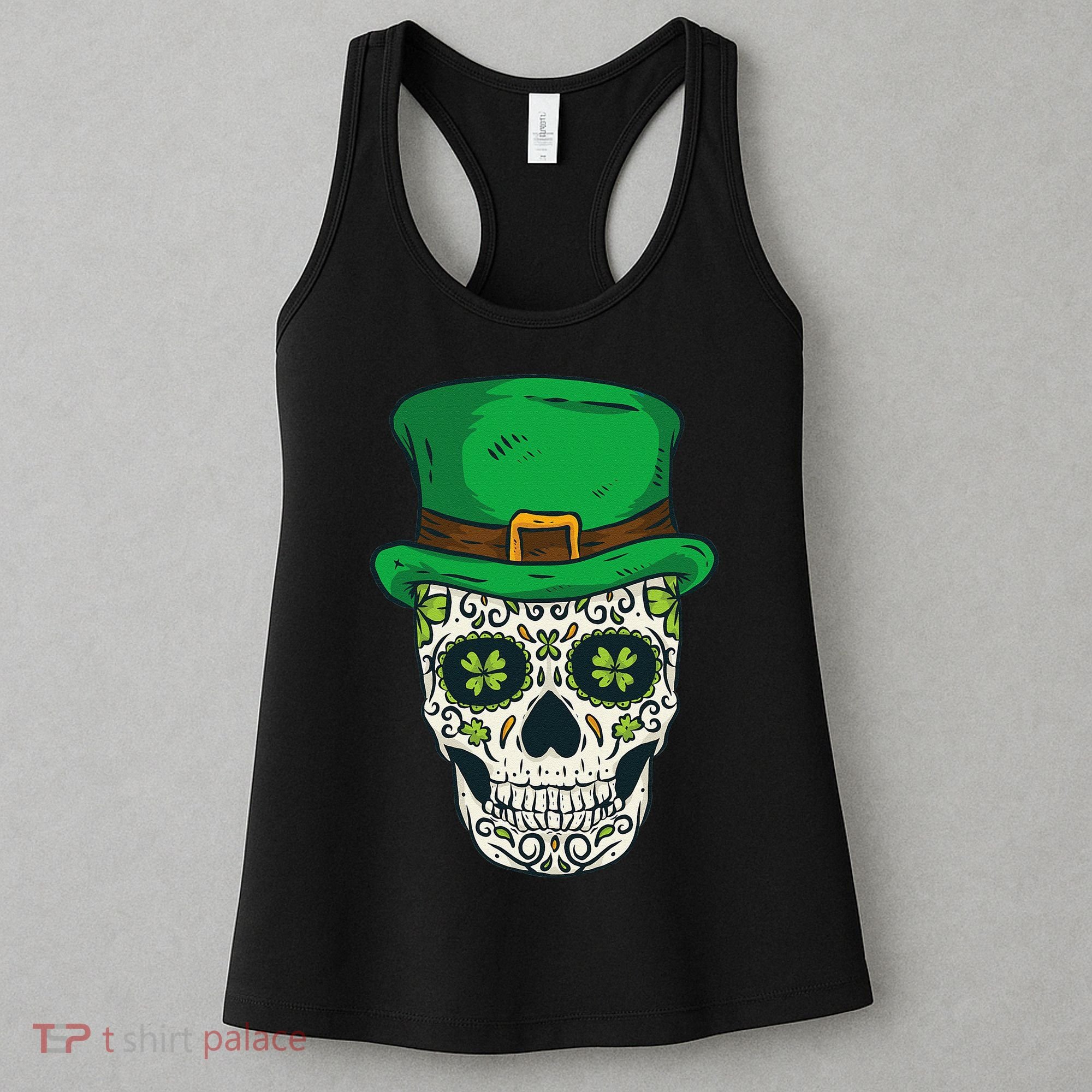 St Patrick's Day Sugar Skull Day Of Dead Saint Patricks Women's Tank Top