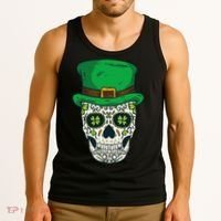 St Patrick's Day Sugar Skull Day Of Dead Saint Patricks Tank Top thumb 3