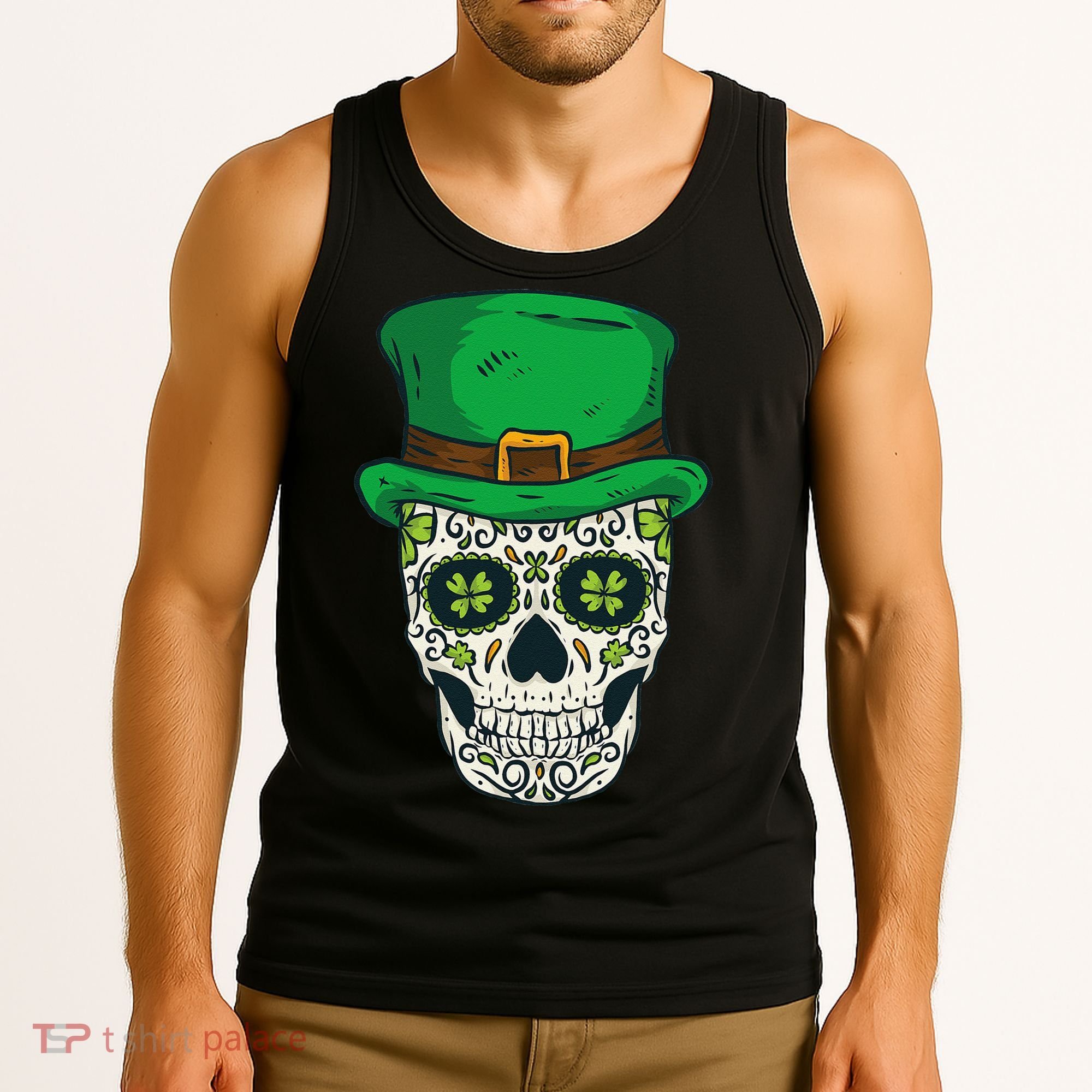 St Patrick's Day Sugar Skull Day Of Dead Saint Patricks Tank Top