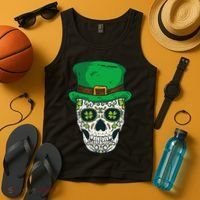 St Patrick's Day Sugar Skull Day Of Dead Saint Patricks Tank Top thumb 4