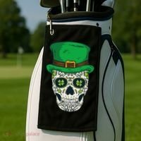 St Patrick's Day Sugar Skull Day Of Dead Saint Patricks Golf Towel thumb 2