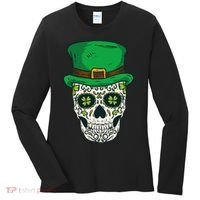St Patrick's Day Sugar Skull Day Of Dead Saint Patricks Women's Long Sleeve Shirt thumb 0