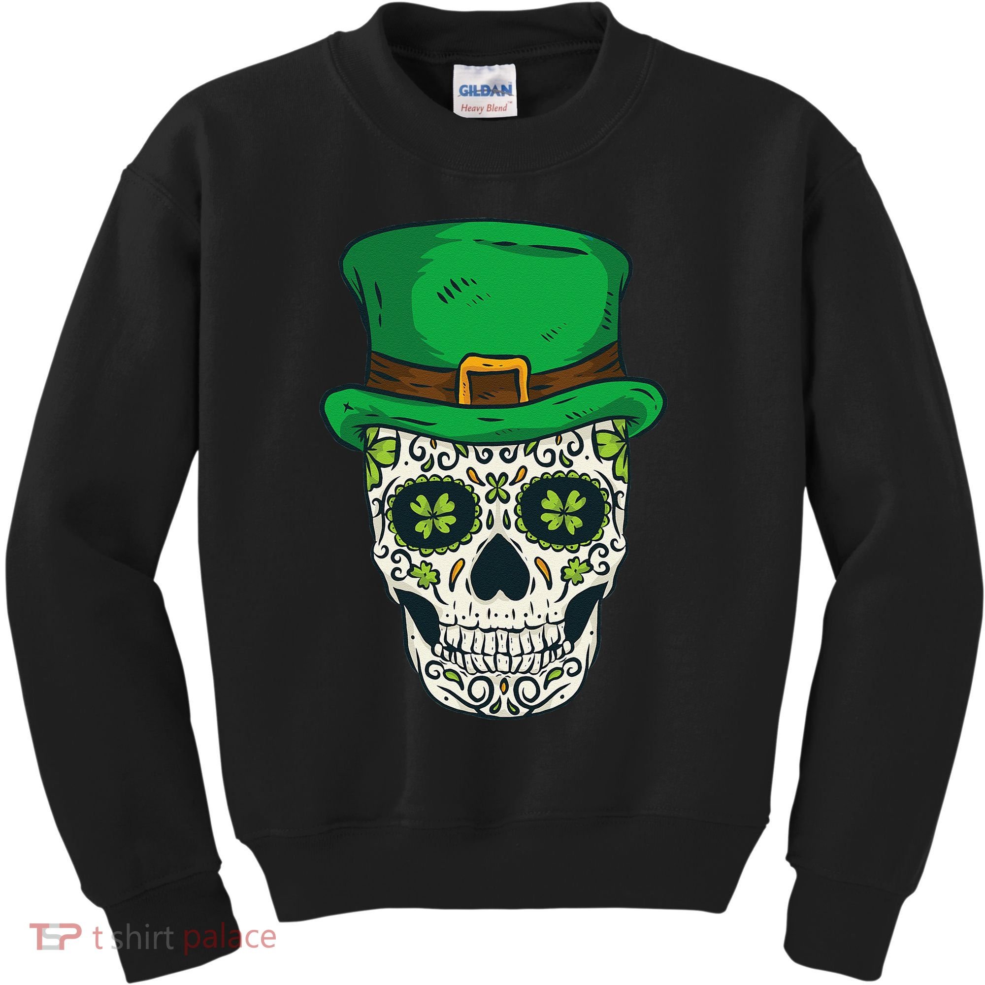 St Patrick's Day Sugar Skull Day Of Dead Saint Patricks Kids Sweatshirt