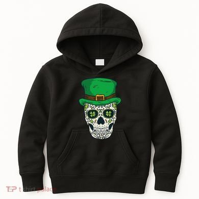 St Patrick's Day Sugar Skull Day Of Dead Saint Patricks Kids Hoodie