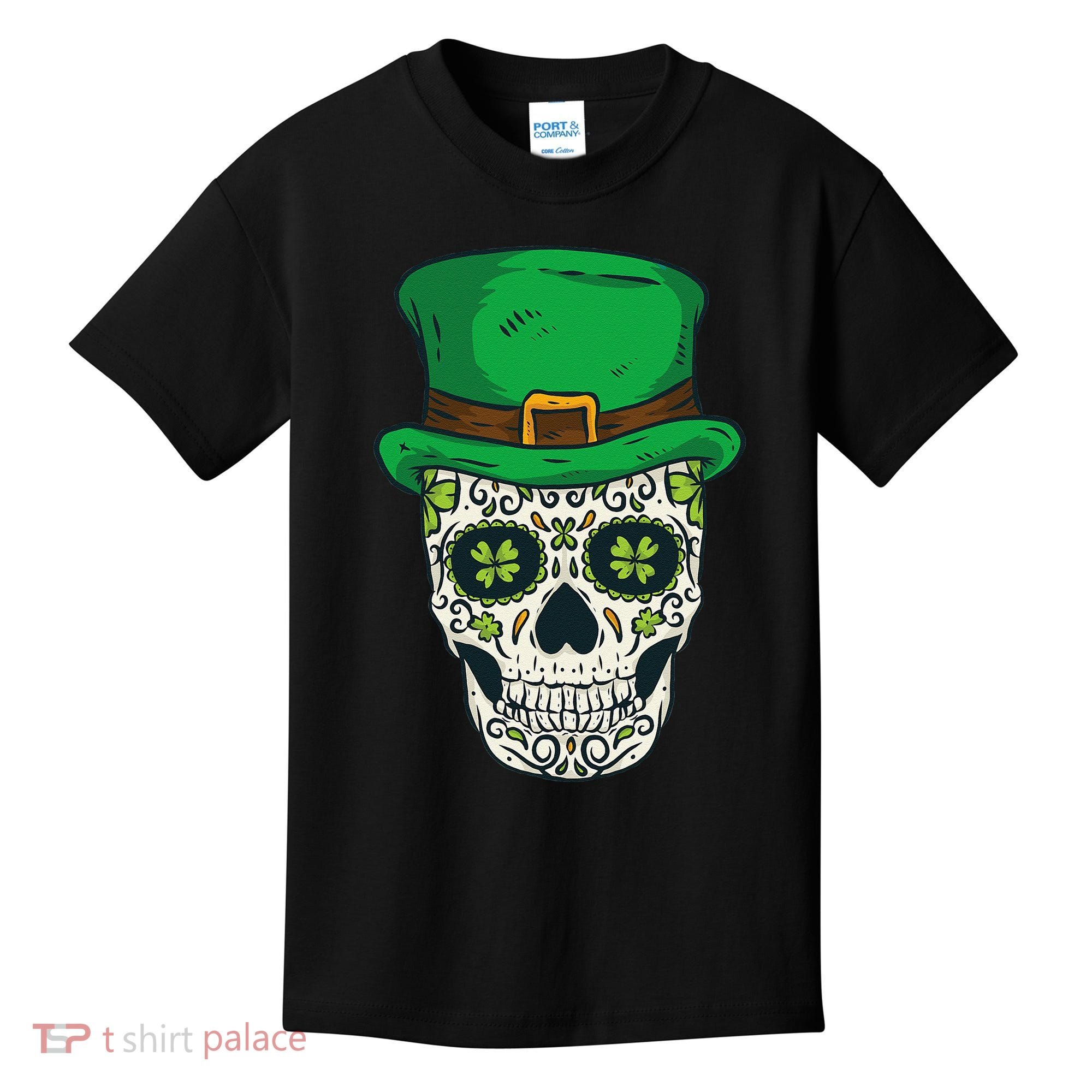 St Patrick's Day Sugar Skull Day Of Dead Saint Patricks Kids T-Shirt