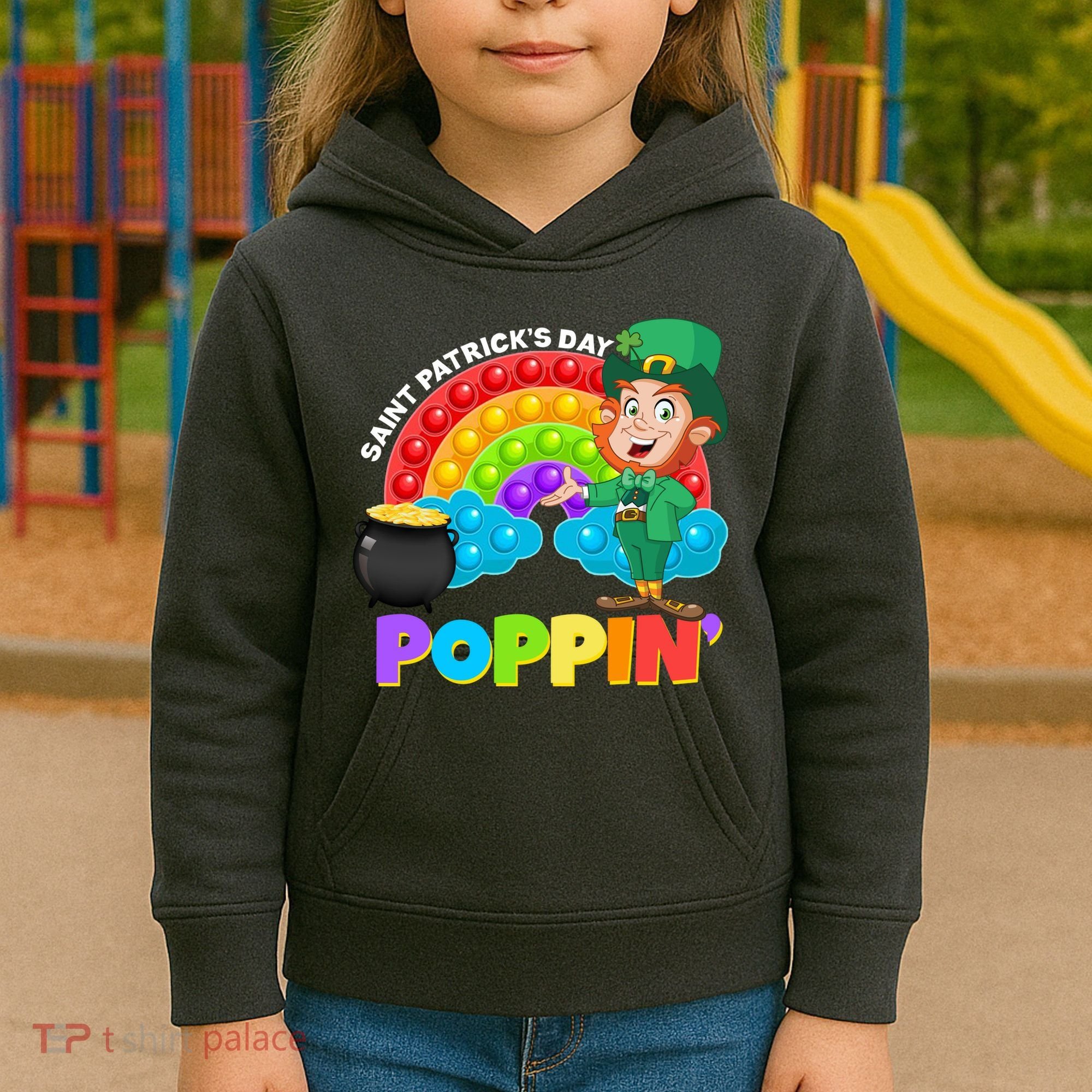 St Patrick's Day Push Pop Leprechaun Kids Hoodie