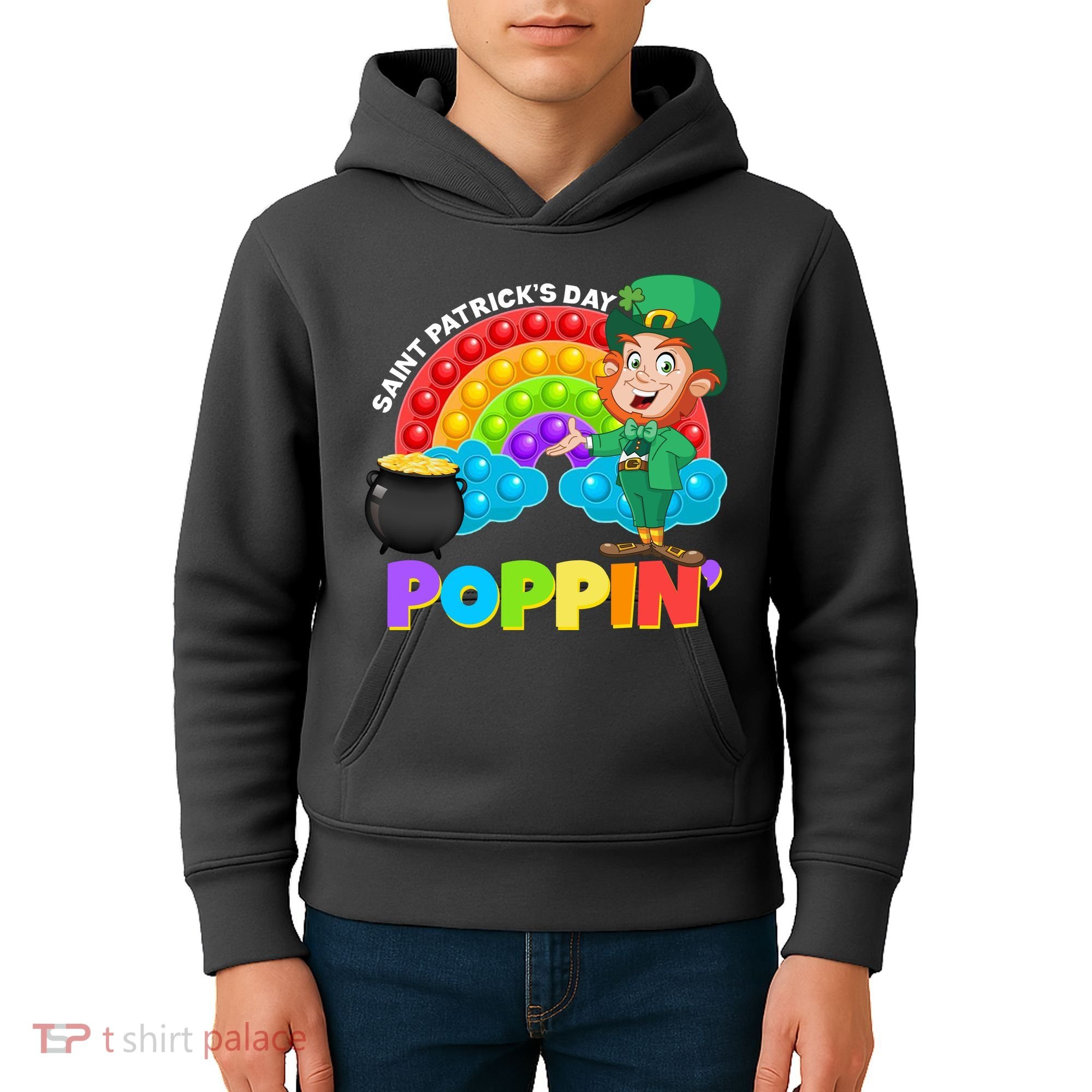 St Patrick's Day Push Pop Leprechaun Kids Hoodie