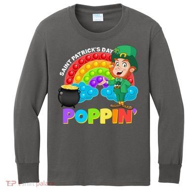 St Patrick's Day Push Pop Leprechaun Kids Long Sleeve Shirt