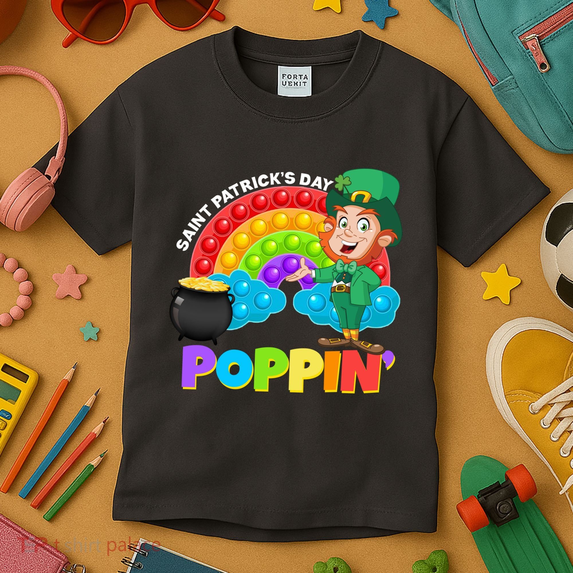 St Patrick's Day Push Pop Leprechaun Kids T-Shirt