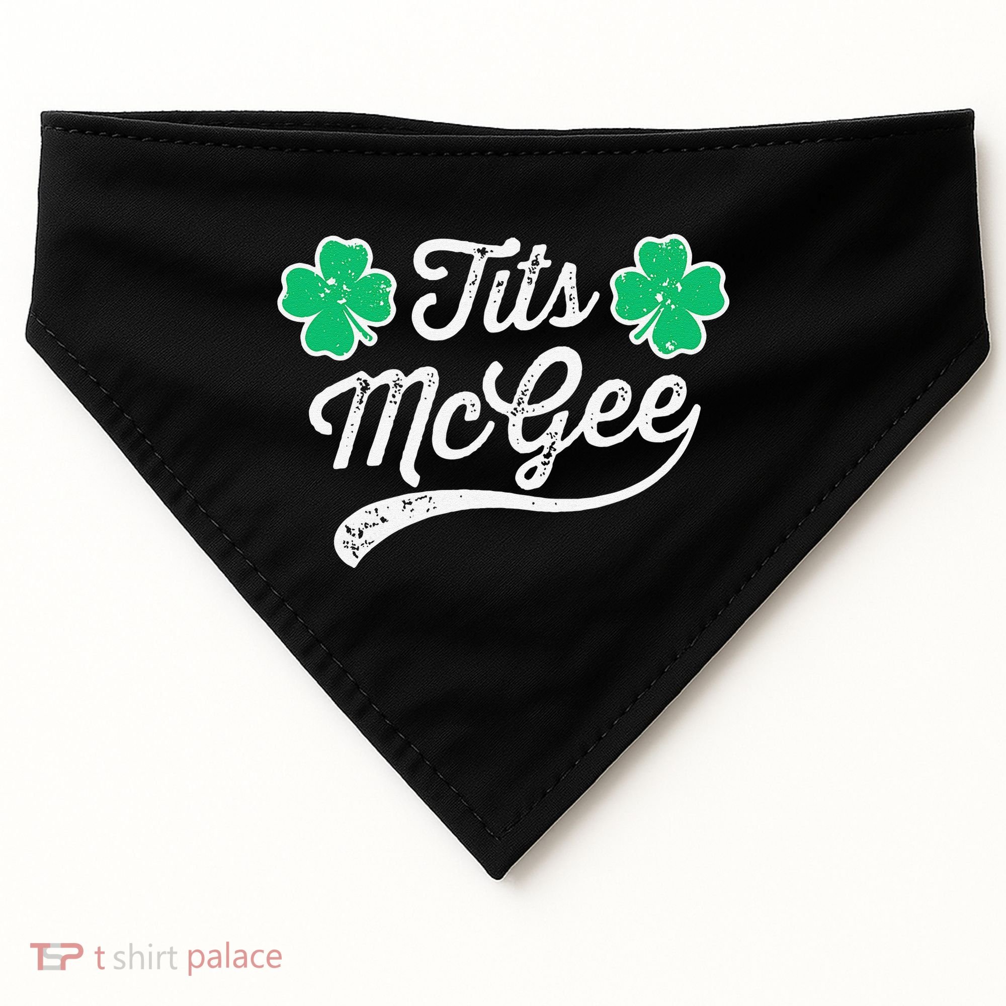 St Patricks Day Tits Mcgee Shamrock Four Leaf Clover USA-Made Doggie Bandana