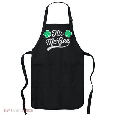 St Patricks Day Tits Mcgee Shamrock Four Leaf Clover Apron