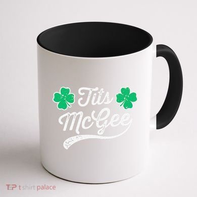 St Patricks Day Tits Mcgee Shamrock Four Leaf Clover Coffee Mug back