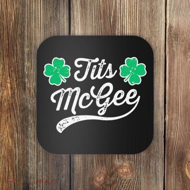 St Patricks Day Tits Mcgee Shamrock Four Leaf Clover Coaster