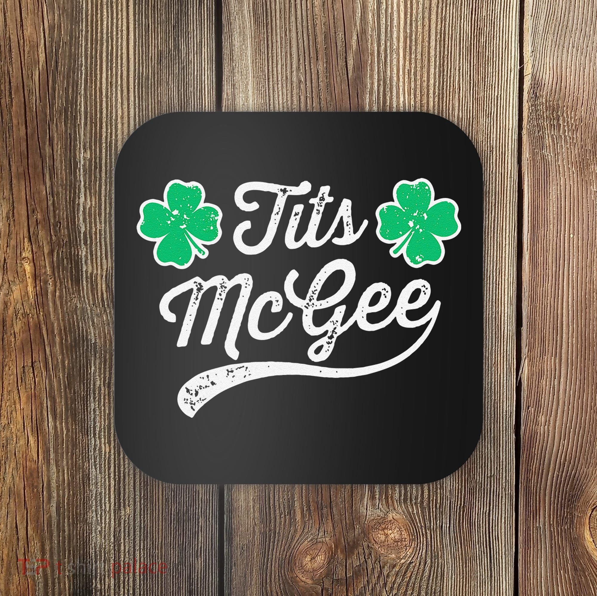 St Patricks Day Tits Mcgee Shamrock Four Leaf Clover Coaster
