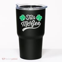 St Patricks Day Tits Mcgee Shamrock Four Leaf Clover Tumbler thumb 0