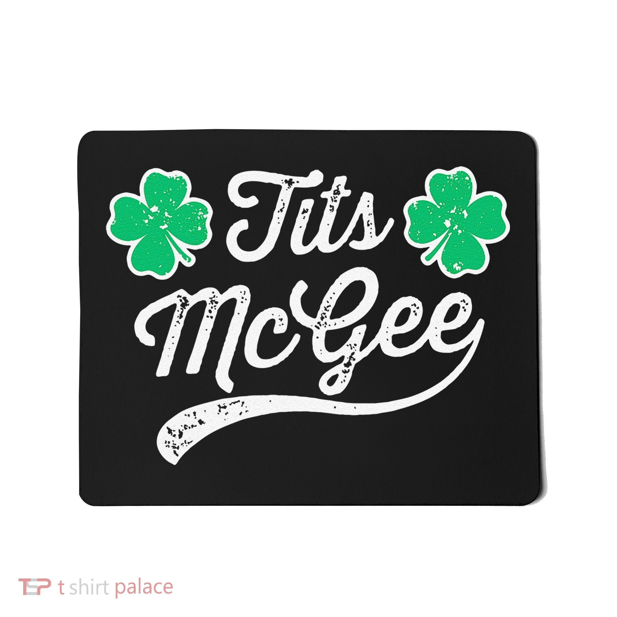 St Patricks Day Tits Mcgee Shamrock Four Leaf Clover Mousepad