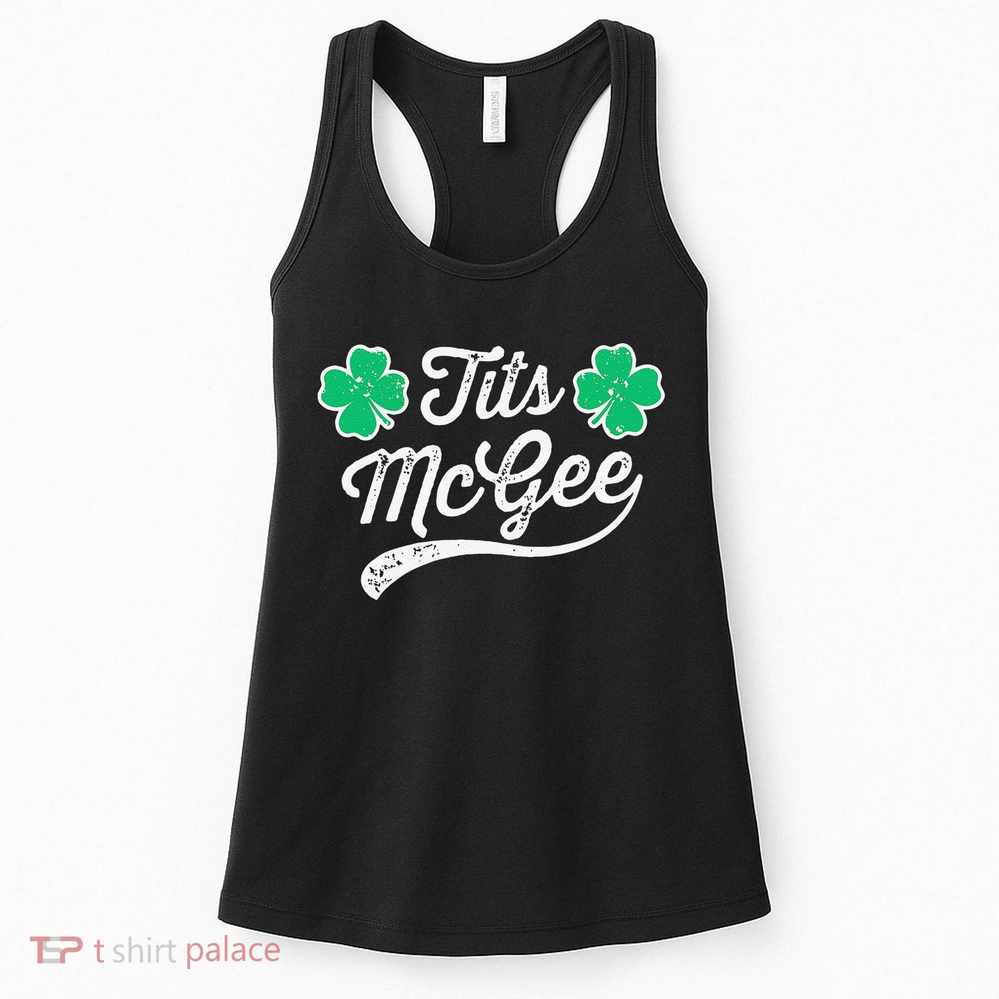St Patricks Day Tits Mcgee Shamrock Four Leaf Clover Women's Tank Top