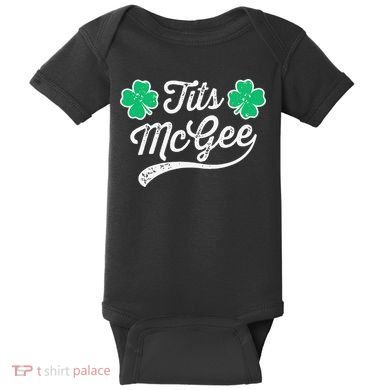 St Patricks Day Tits Mcgee Shamrock Four Leaf Clover Baby Bodysuit