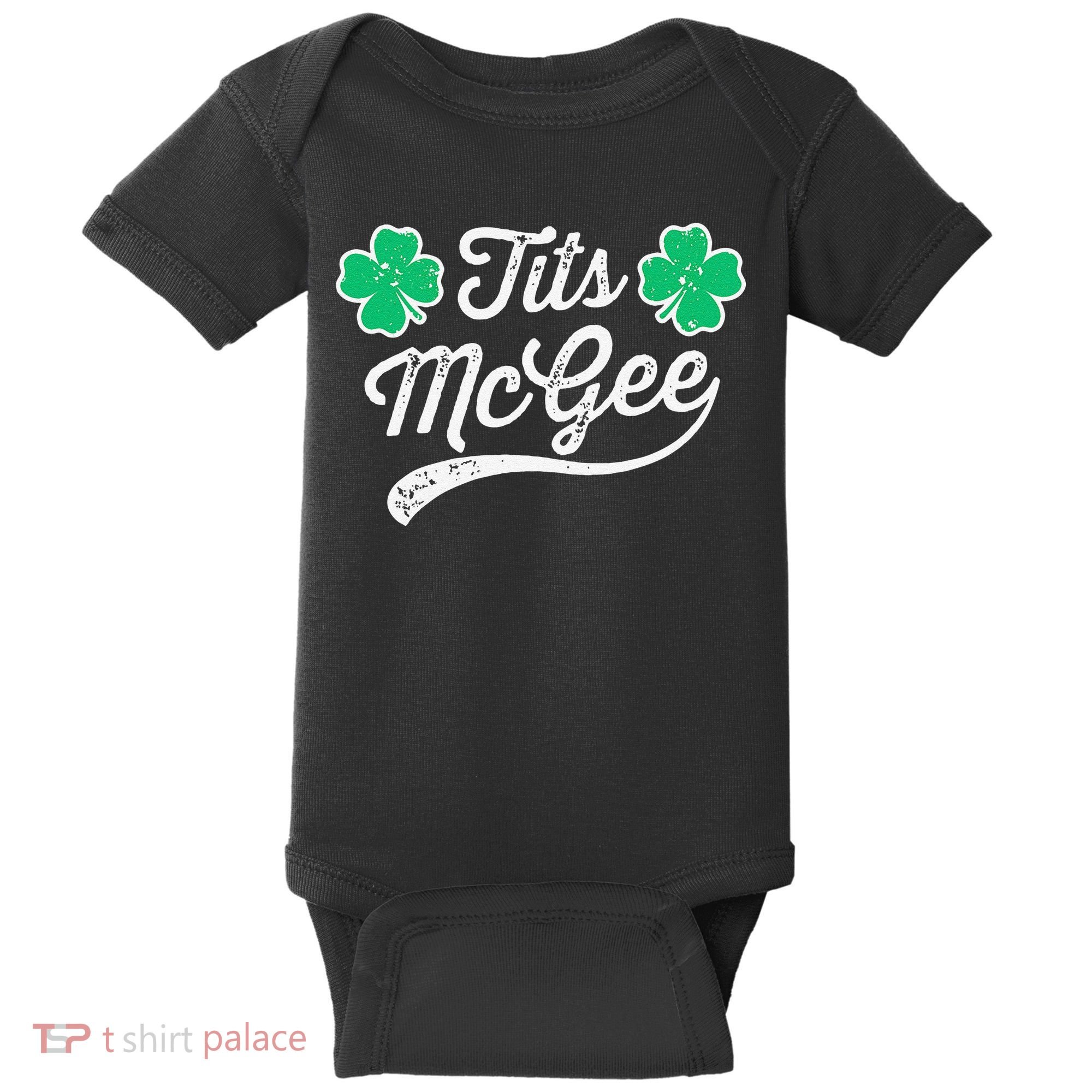 St Patricks Day Tits Mcgee Shamrock Four Leaf Clover Baby Bodysuit