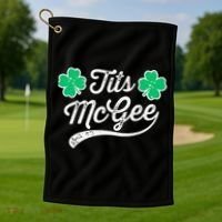 St Patricks Day Tits Mcgee Shamrock Four Leaf Clover Golf Towel thumb 1