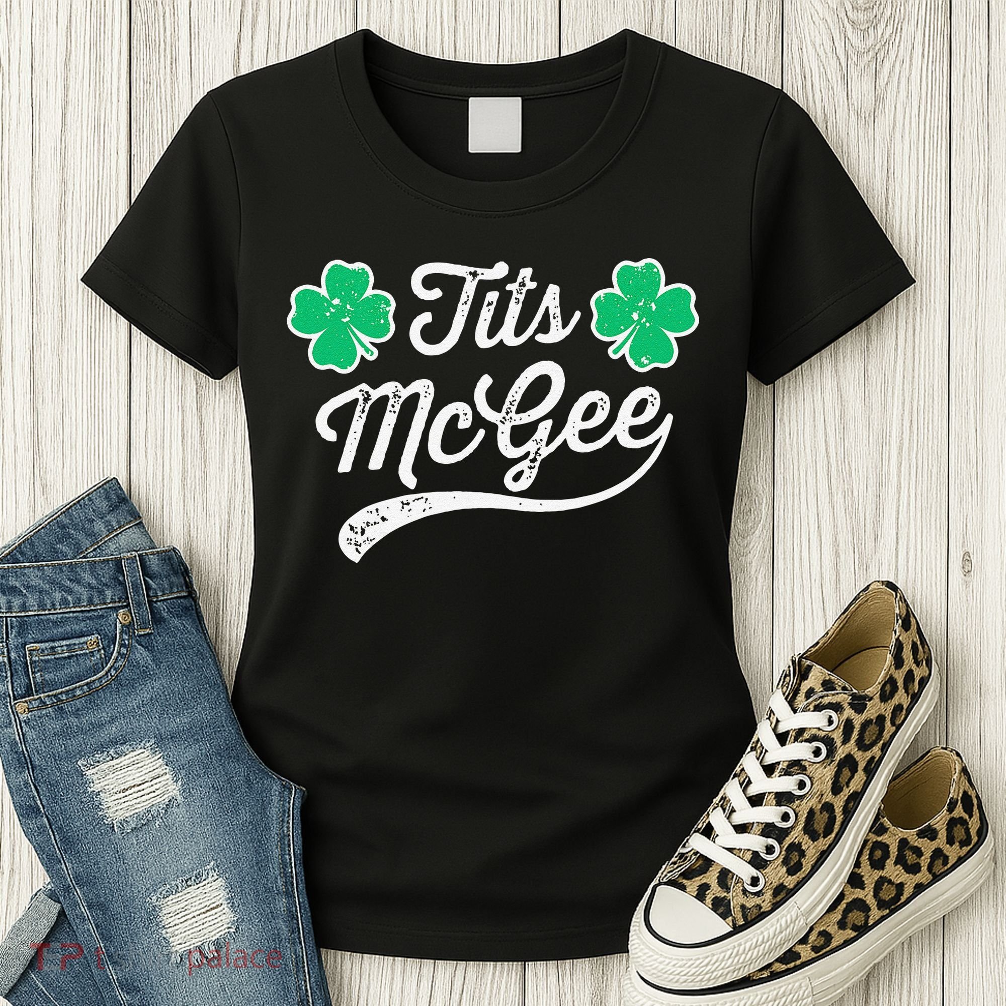 St Patricks Day Tits Mcgee Shamrock Four Leaf Clover Women's T-Shirt