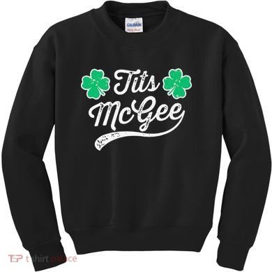 St Patricks Day Tits Mcgee Shamrock Four Leaf Clover Kids Sweatshirt