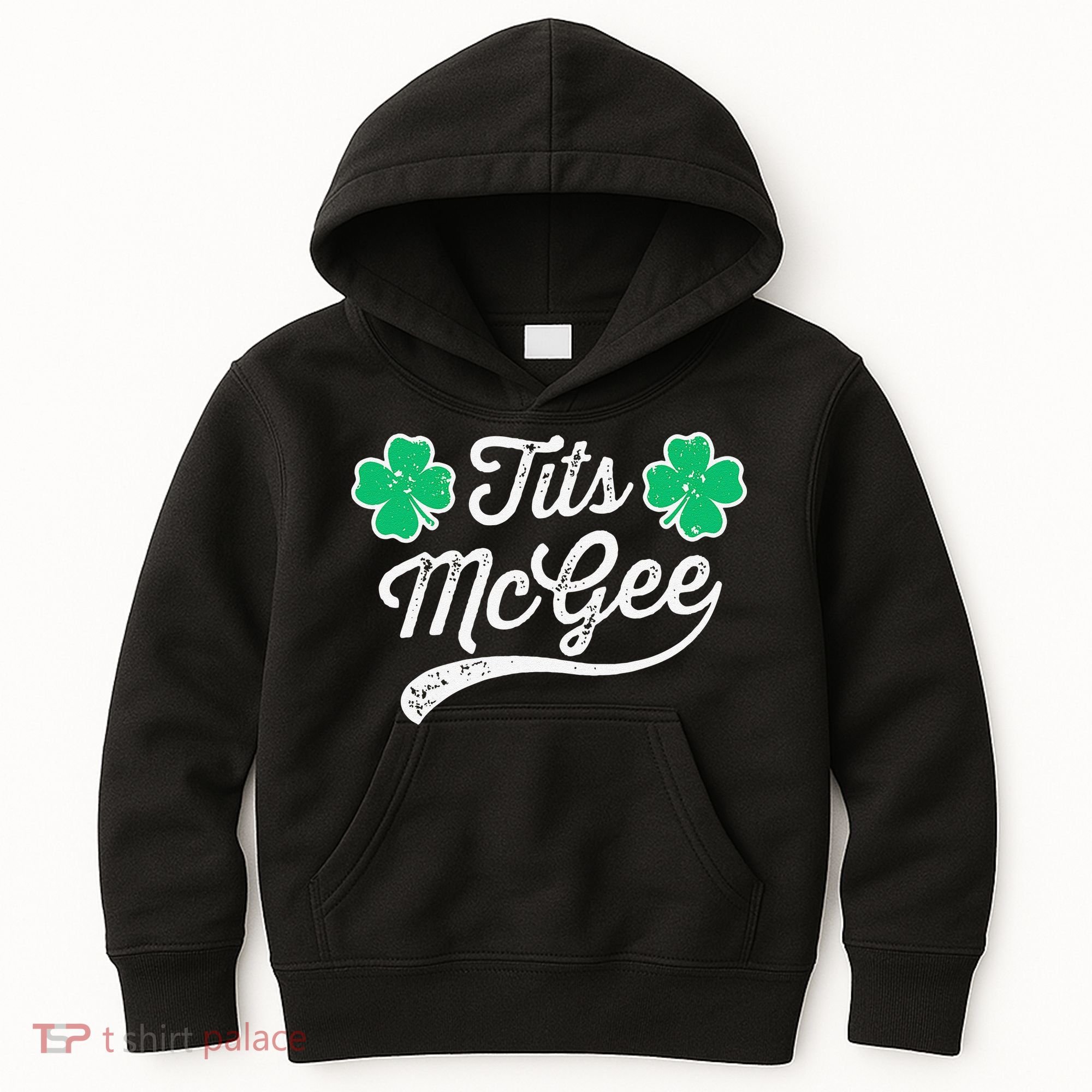 St Patricks Day Tits Mcgee Shamrock Four Leaf Clover Kids Hoodie