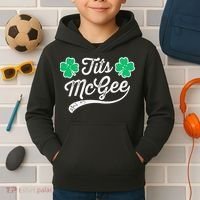 St Patricks Day Tits Mcgee Shamrock Four Leaf Clover Kids Hoodie thumb 2