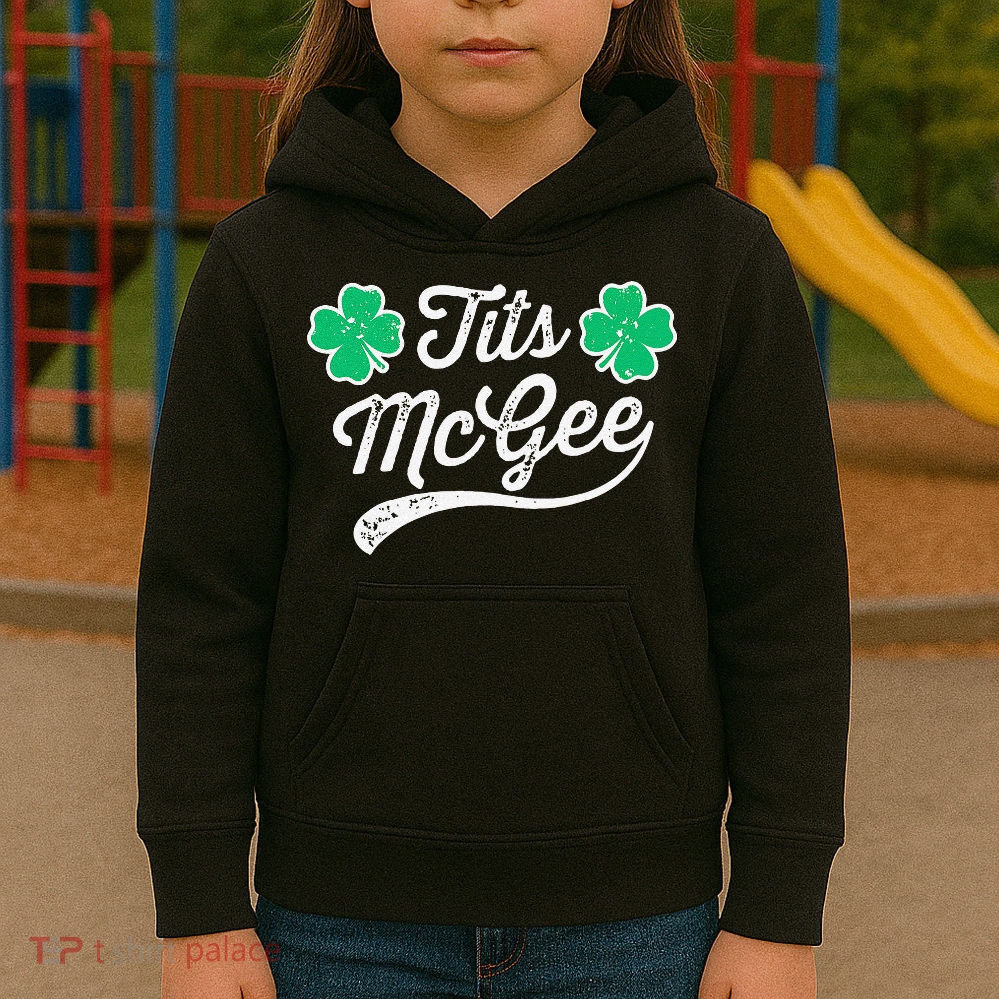 St Patricks Day Tits Mcgee Shamrock Four Leaf Clover Kids Hoodie