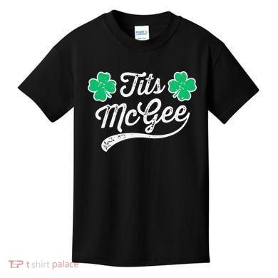 St Patricks Day Tits Mcgee Shamrock Four Leaf Clover Kids T-Shirt