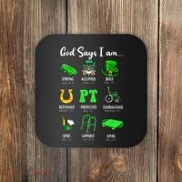 St Patrick Day God Says I Am Pt Christian Physical Therapy Coaster thumb 0