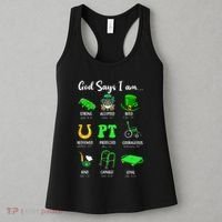 St Patrick Day God Says I Am Pt Christian Physical Therapy Women's Tank Top thumb 3