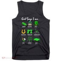 St Patrick Day God Says I Am Pt Christian Physical Therapy Tank Top thumb 0