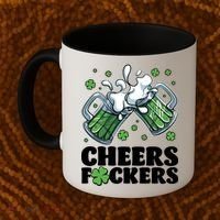 St Patricks Day Cheers Fckers Shamrock Clover Green Beer Coffee Mug thumb 2