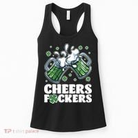 St Patricks Day Cheers Fckers Shamrock Clover Green Beer Women's Tank Top thumb 0