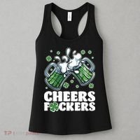 St Patricks Day Cheers Fckers Shamrock Clover Green Beer Women's Tank Top thumb 3