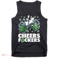 St Patricks Day Cheers Fckers Shamrock Clover Green Beer Tank Top thumb 0