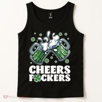 St Patricks Day Cheers Fckers Shamrock Clover Green Beer Tank Top thumb 2