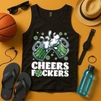 St Patricks Day Cheers Fckers Shamrock Clover Green Beer Tank Top thumb 4